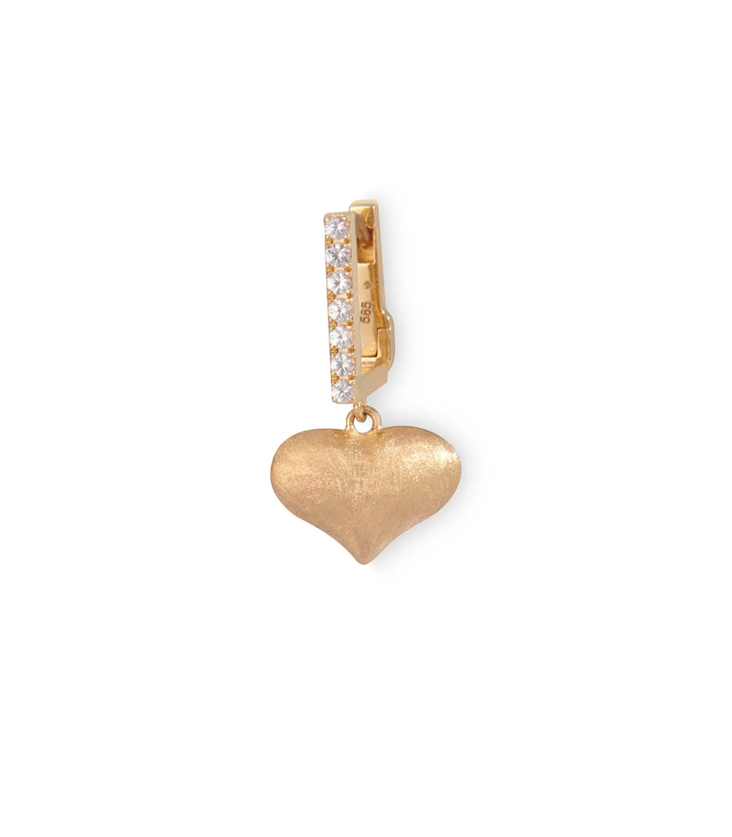 Créole en or Brossé Charm Coeur Pavée de Saphirs Blancs-Feidt Paris Discount