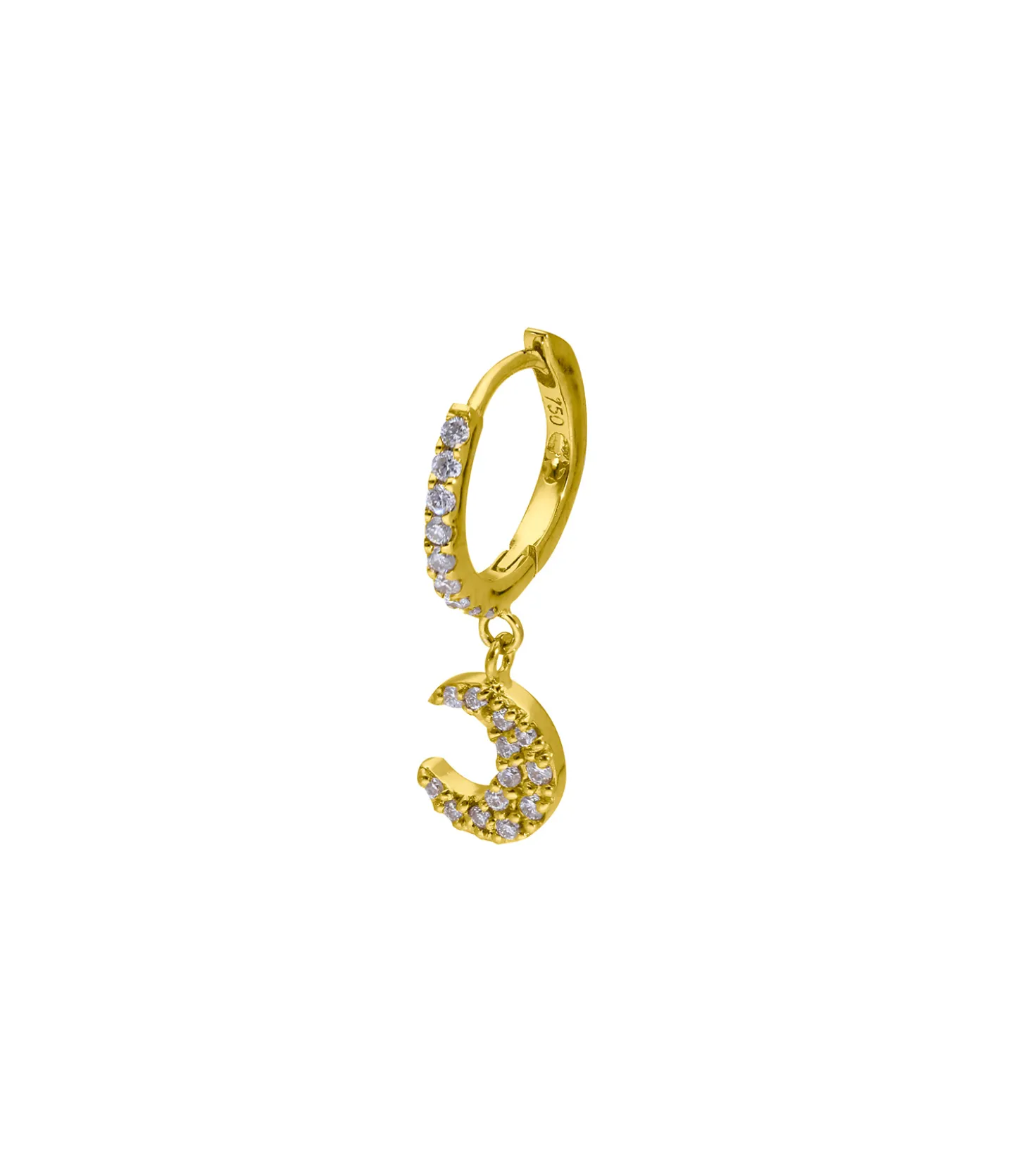 Créole or jaune demi-pavée diamants et lune-And... Paris Outlet