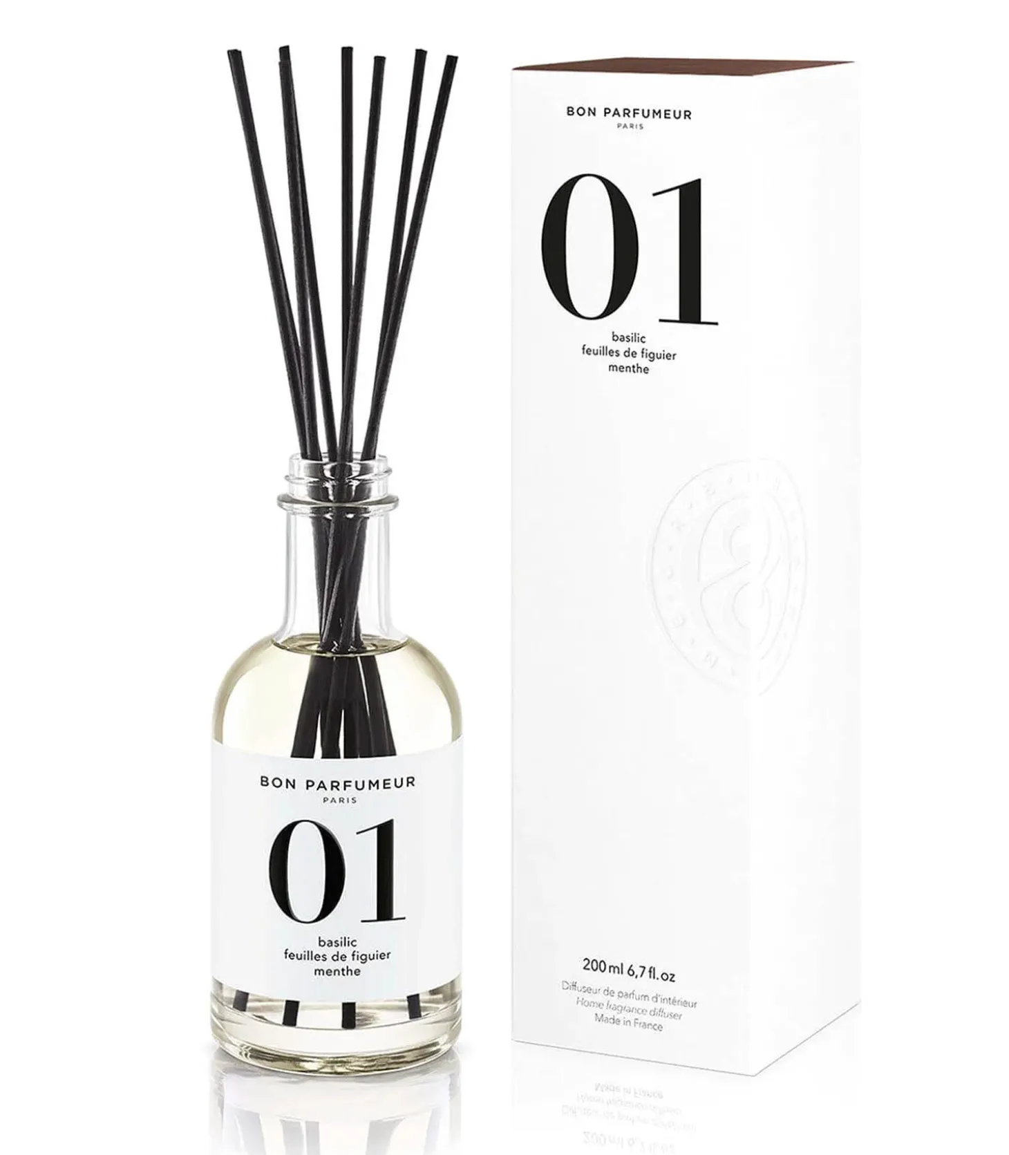 Diffuseur de parfum d’intérieur 01 Basilic, Feuilles de Figuier et Menthe 200 ml-Bon Parfumeur Clearance