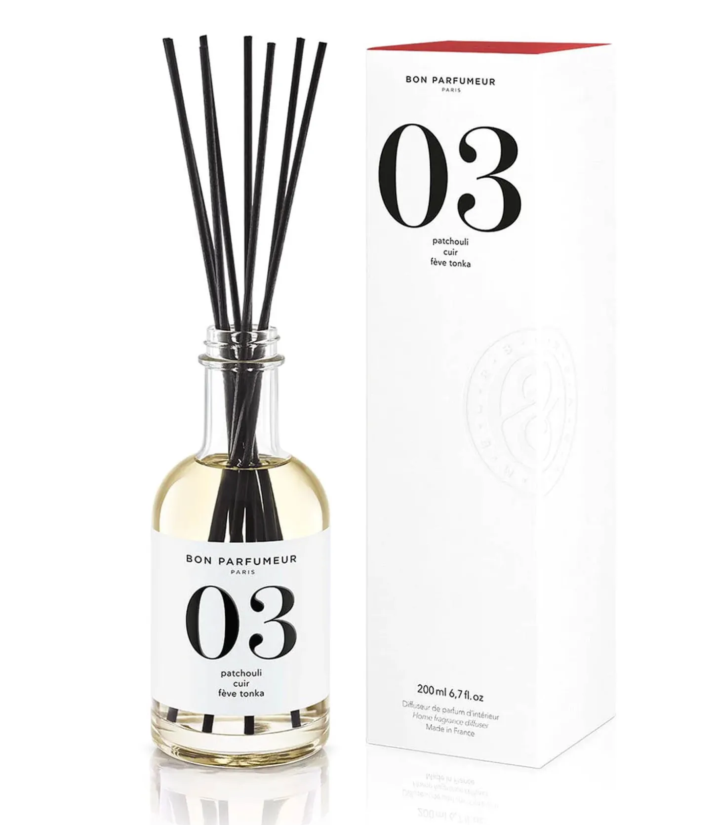 Diffuseur de parfum d’intérieur 03 Patchouli, Cuir et Fève Tonka 200 ml-Bon Parfumeur Online