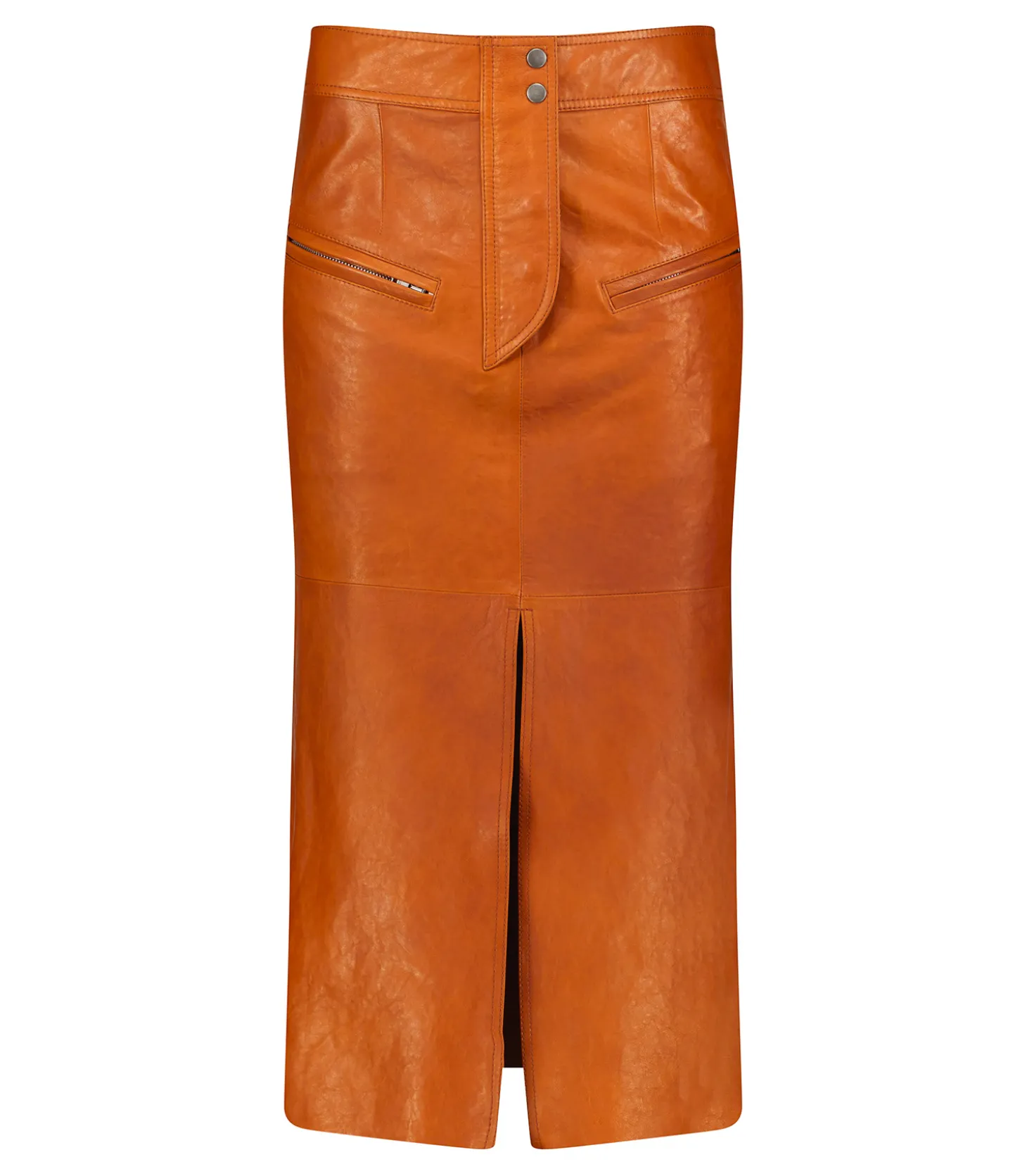 Jupe en cuir Abacate Cognac-Isabel Marant Flash Sale