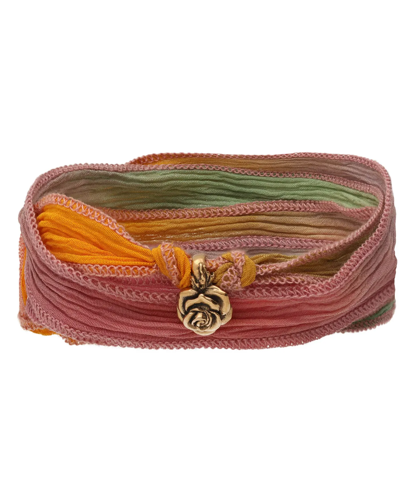 Lien en soie à nouer Charm Secret Rose bronze-Catherine Michiels Fashion