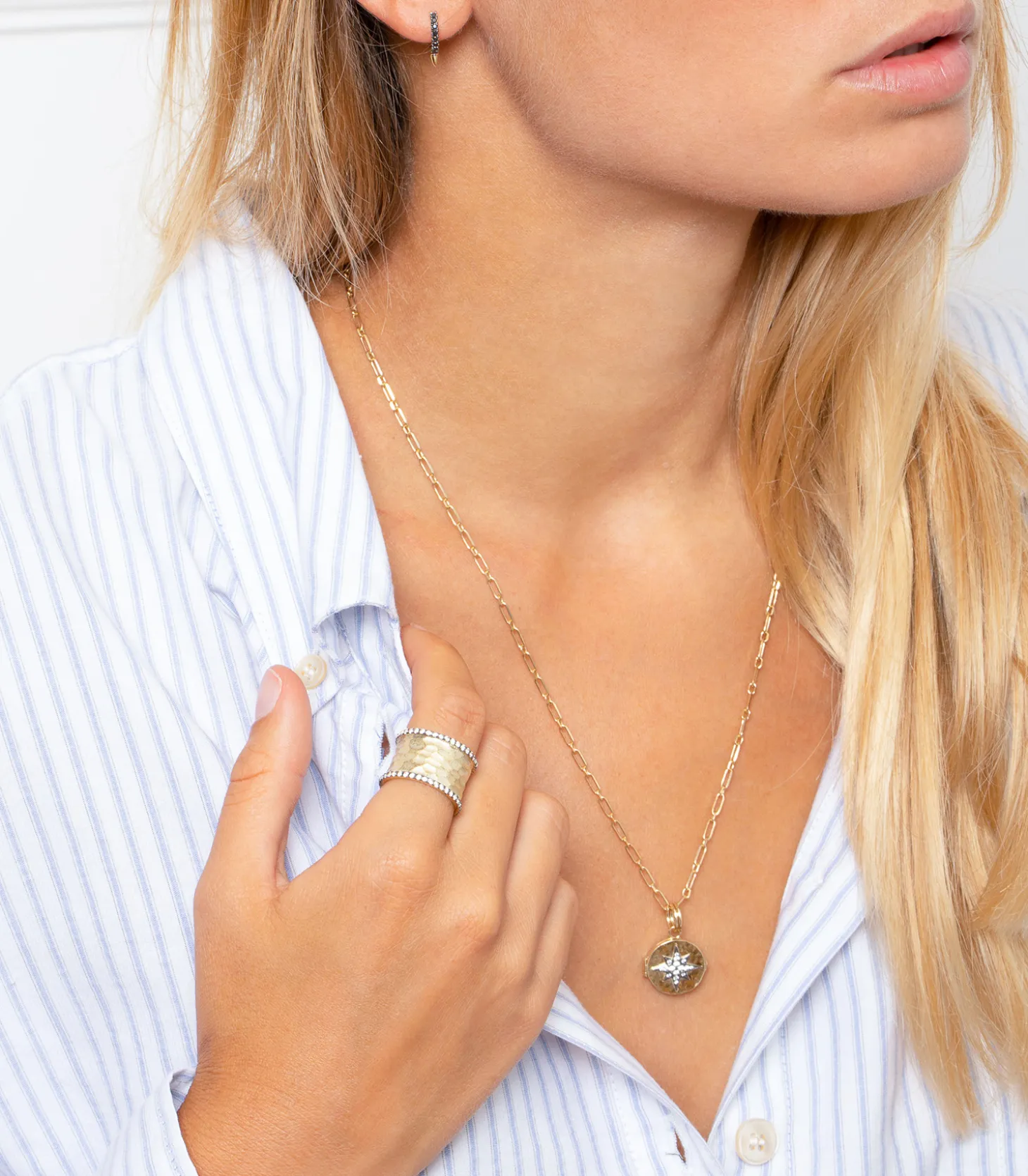 Mini créole à pointe diamants noirs-Feidt Paris Sale