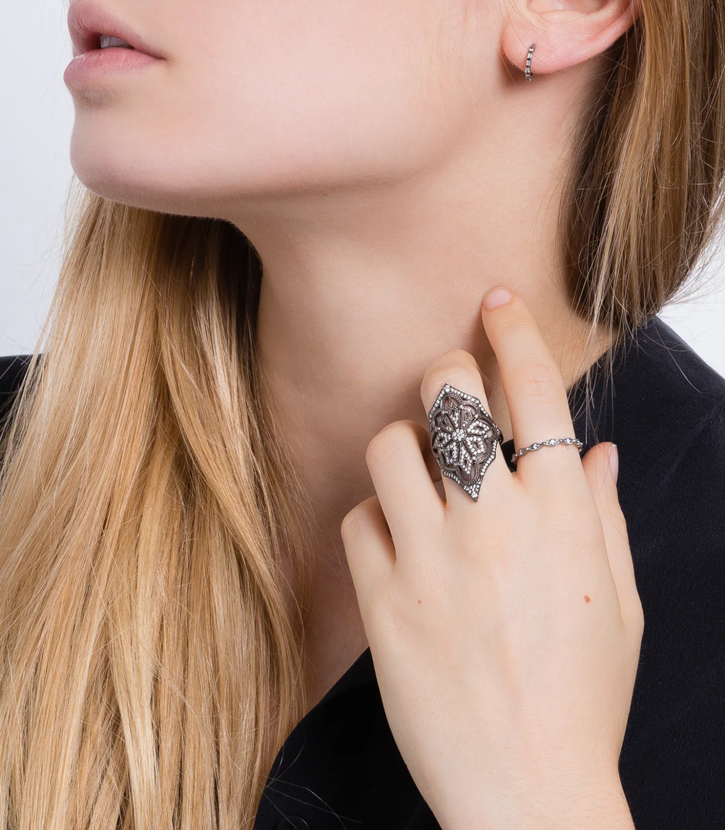 Mini créole baguette or noir-Stone Paris Sale