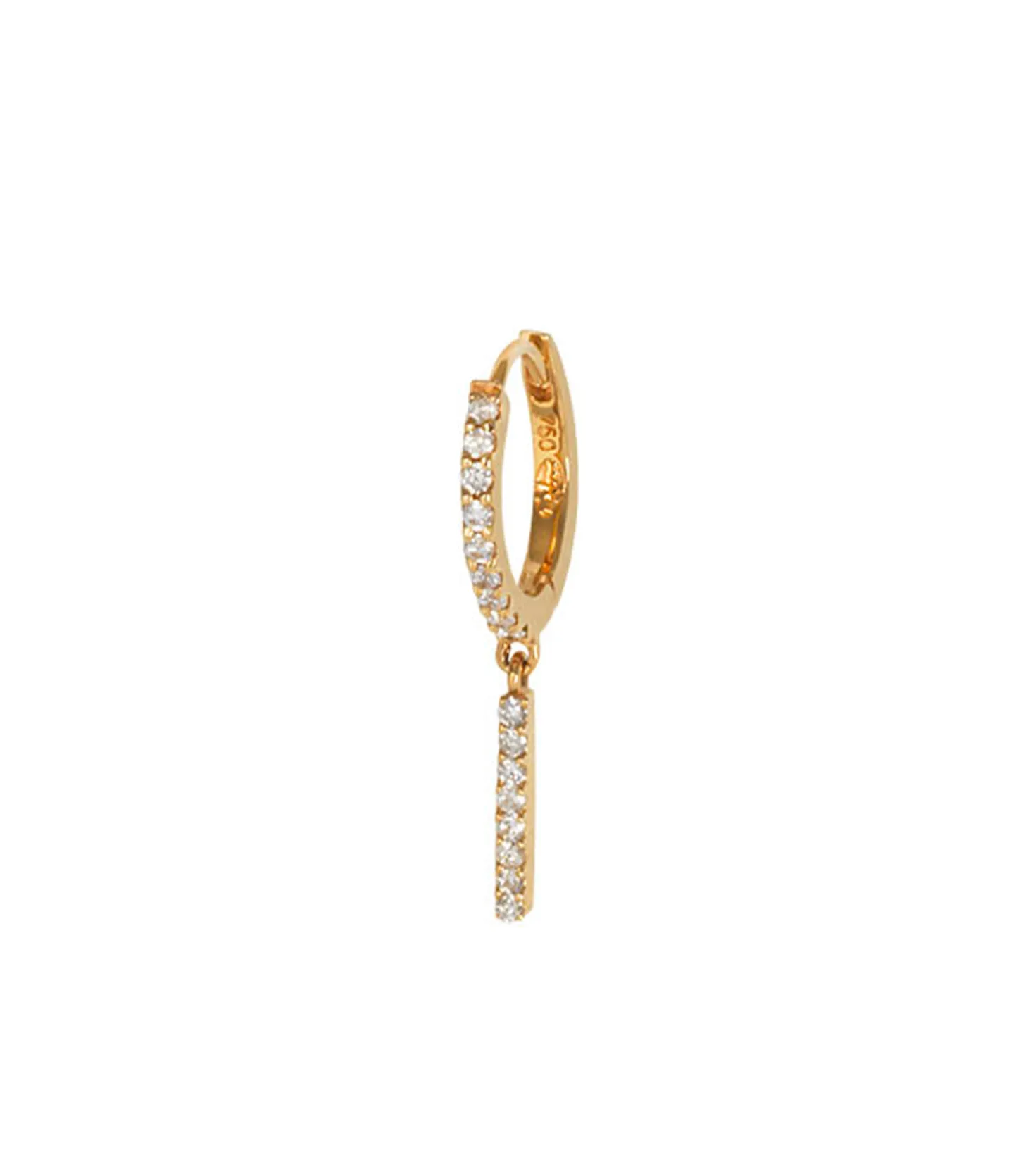 Mini Créole Semi Pavée Or jaune et Barette Diamants-And... Paris Cheap