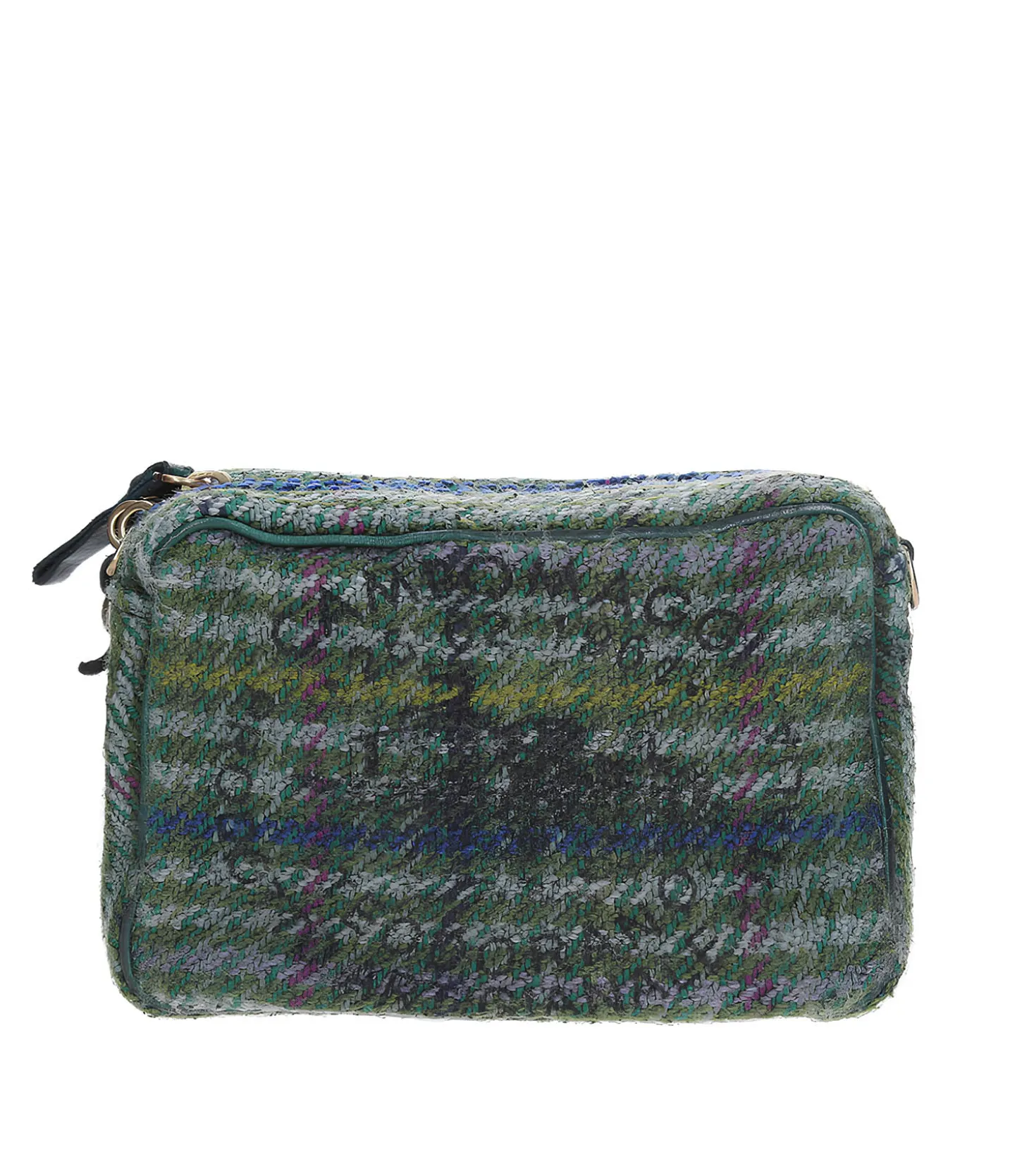 Mini Sac Bandoulière en Jacquard et Cuir Vert-Campomaggi Hot