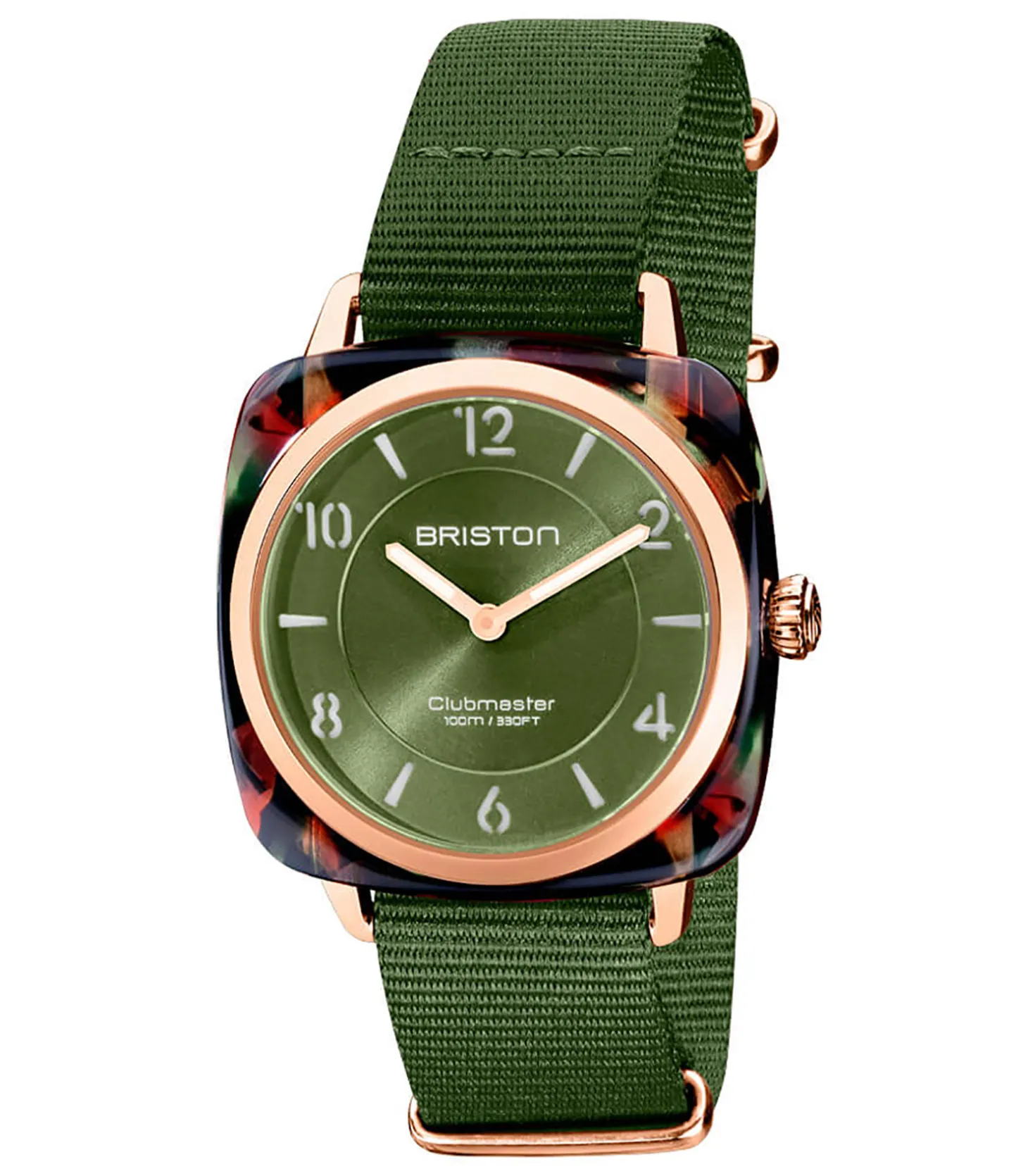 Montre Clubmaster Chic - Or rose/Vert olive-Briston Shop