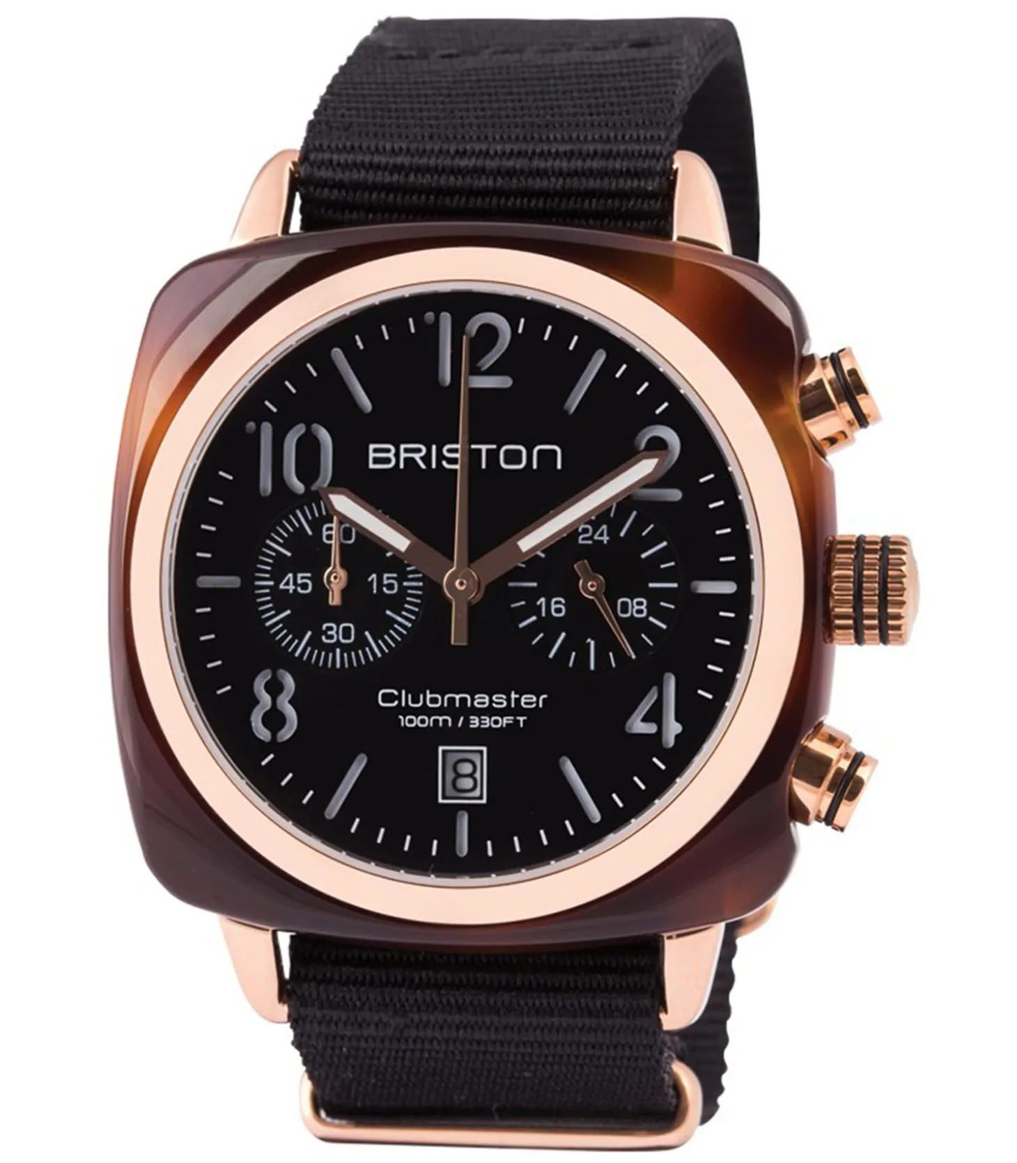 Montre clubmaster chrono - Écaille de tortue/Or rose-Briston Shop