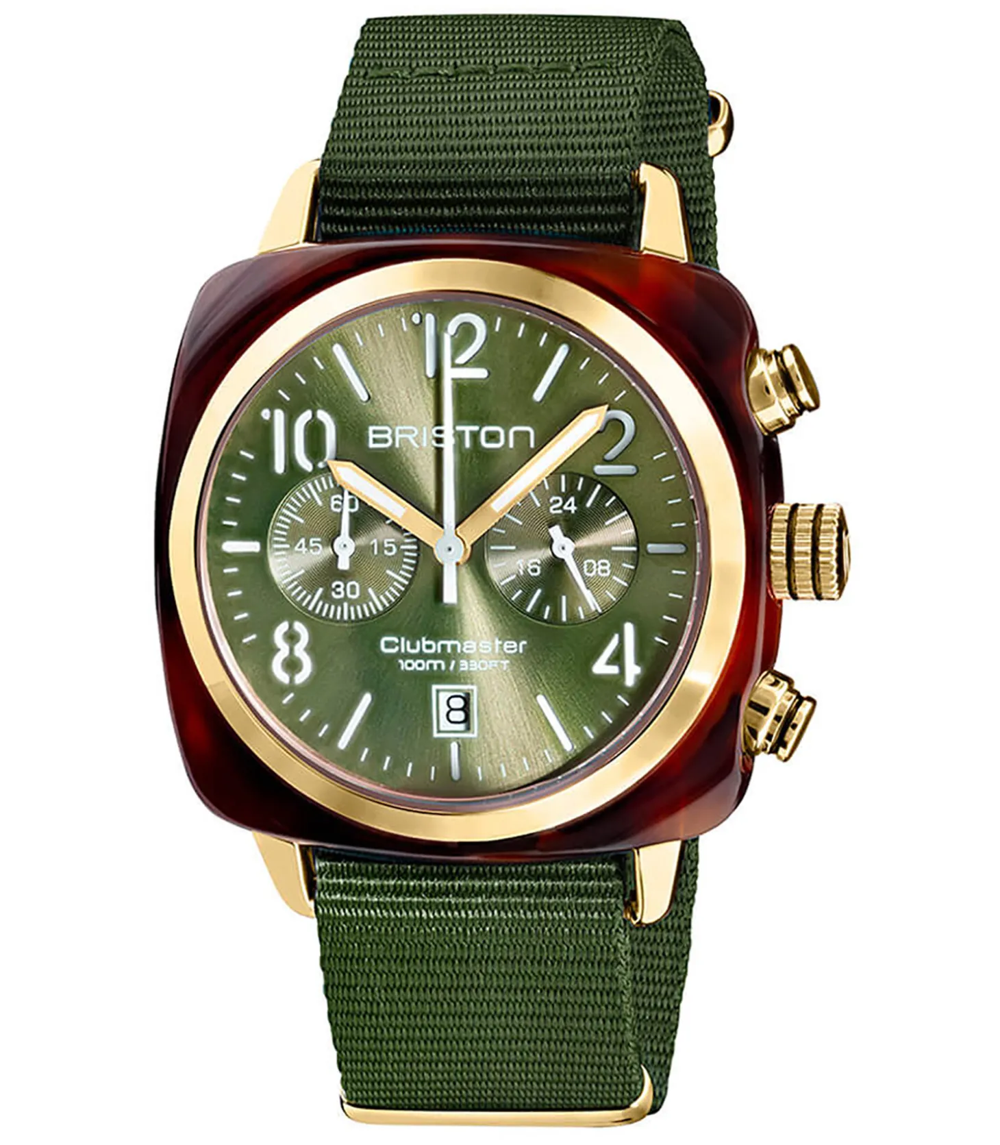 Montre Clubmaster Classic Chrono - Gold/Vert olive soleil-Briston Hot