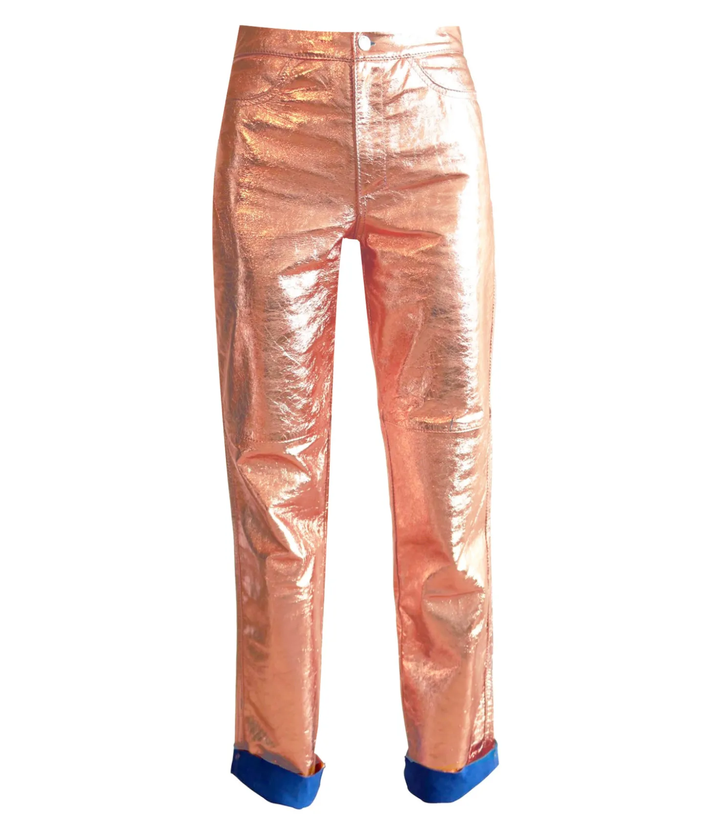 Pantalon en Cuir Rose Gold-Victoria Leivissa Outlet
