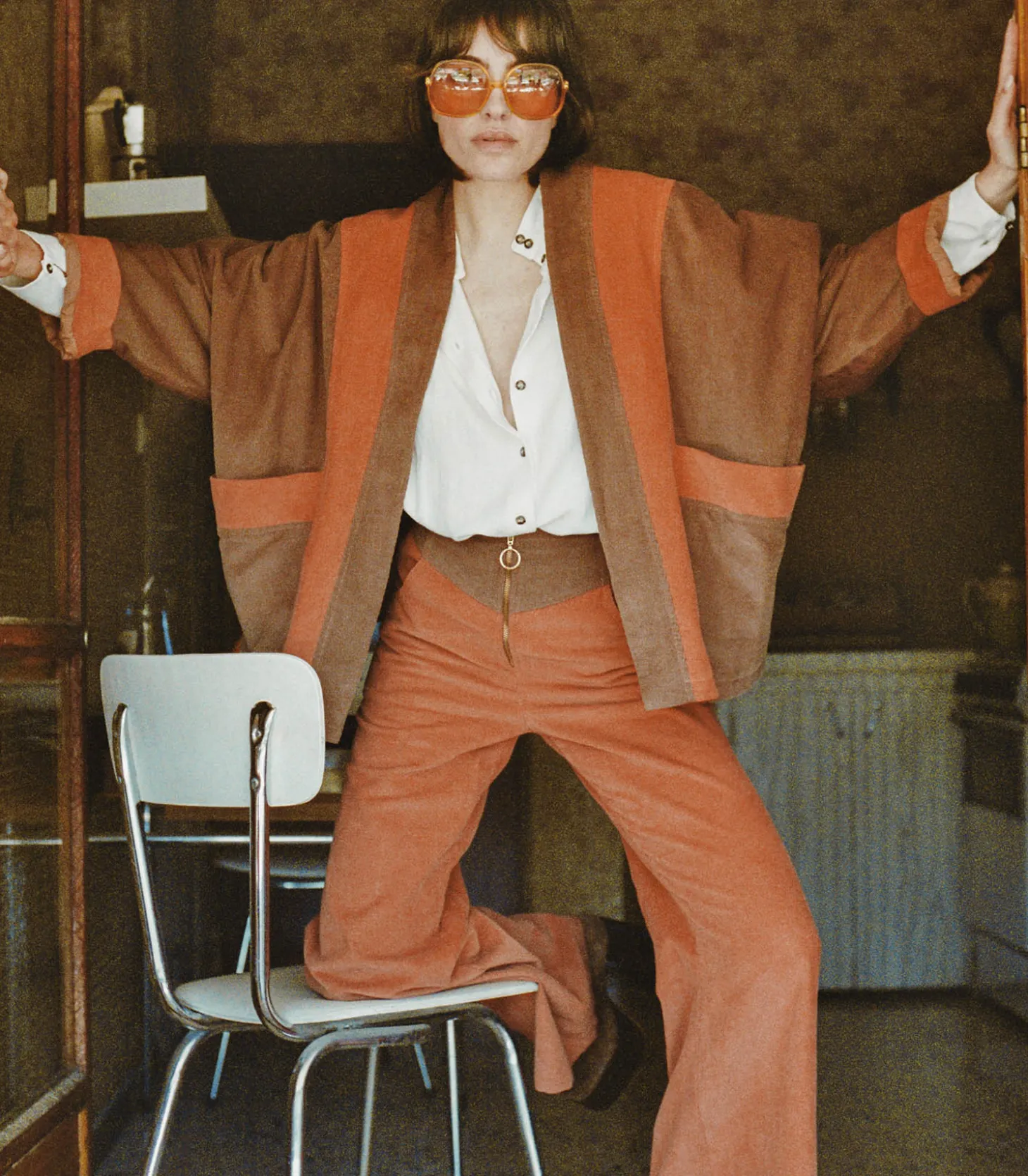 Pantalon en Velours Bicolore Luigi Brique-La Treille Maison Ensoleillée Shop