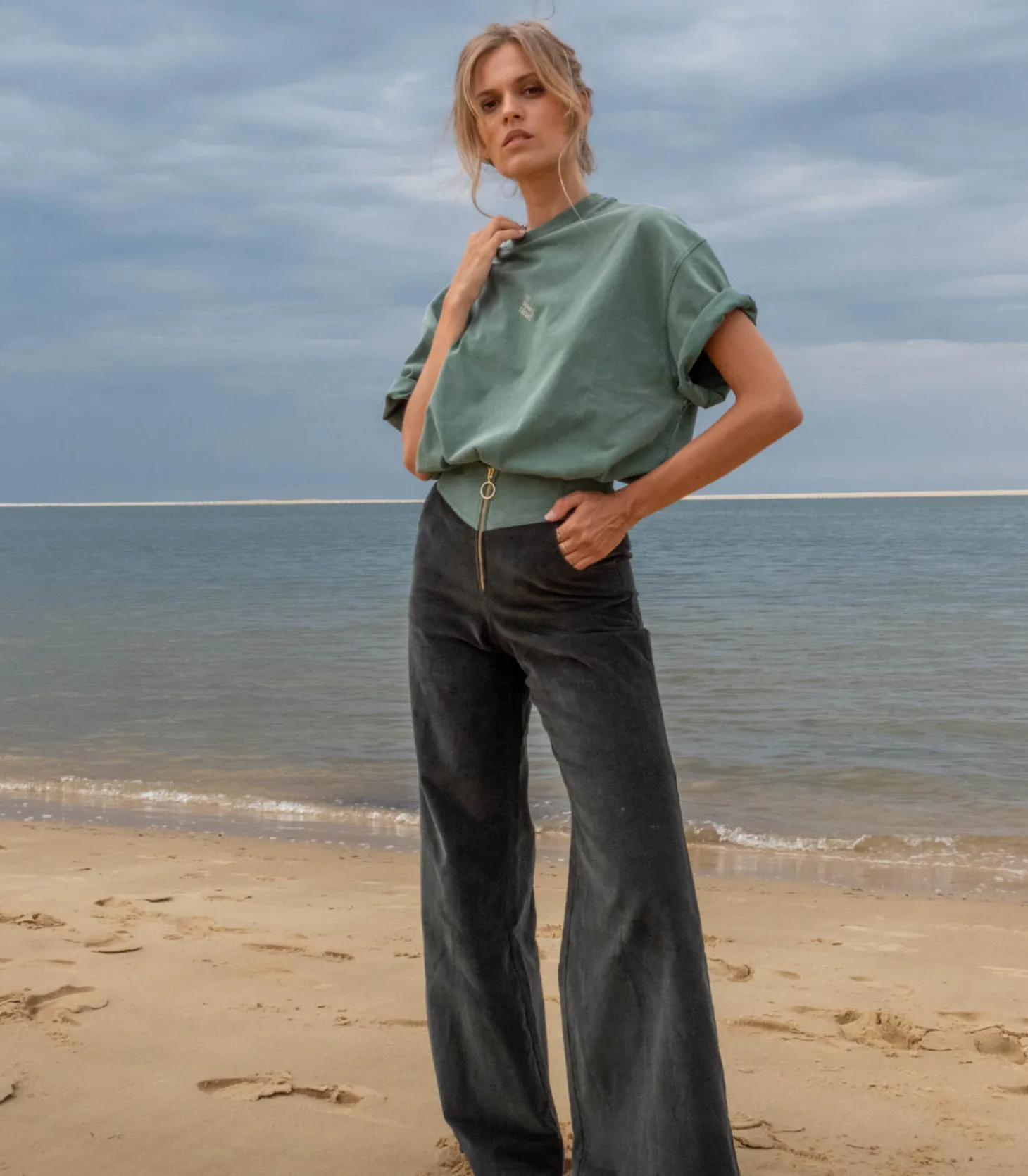 Pantalon en Velours Bicolore Luigi Vert-La Treille Maison Ensoleillée Store