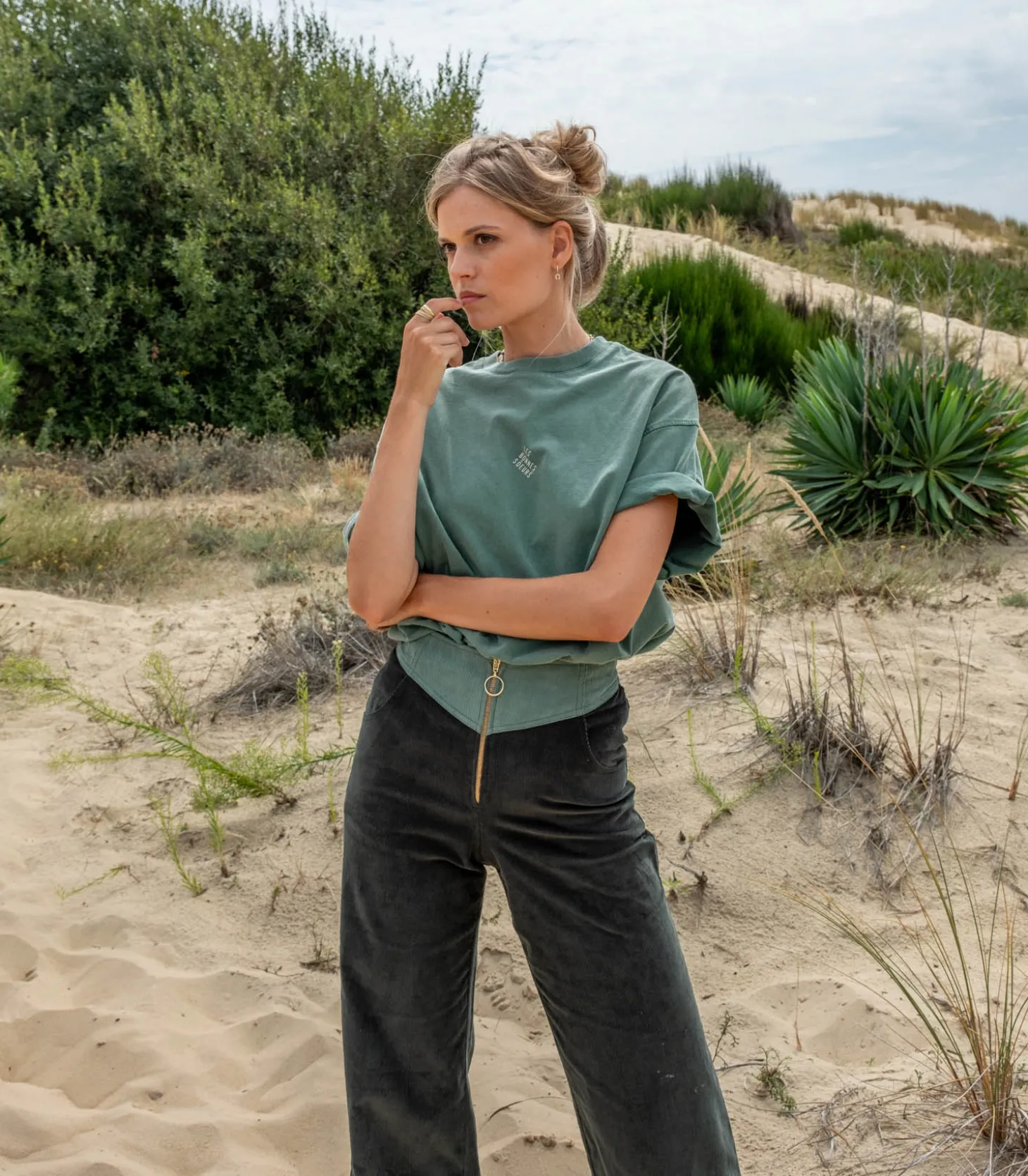 Pantalon en Velours Bicolore Luigi Vert-La Treille Maison Ensoleillée Store