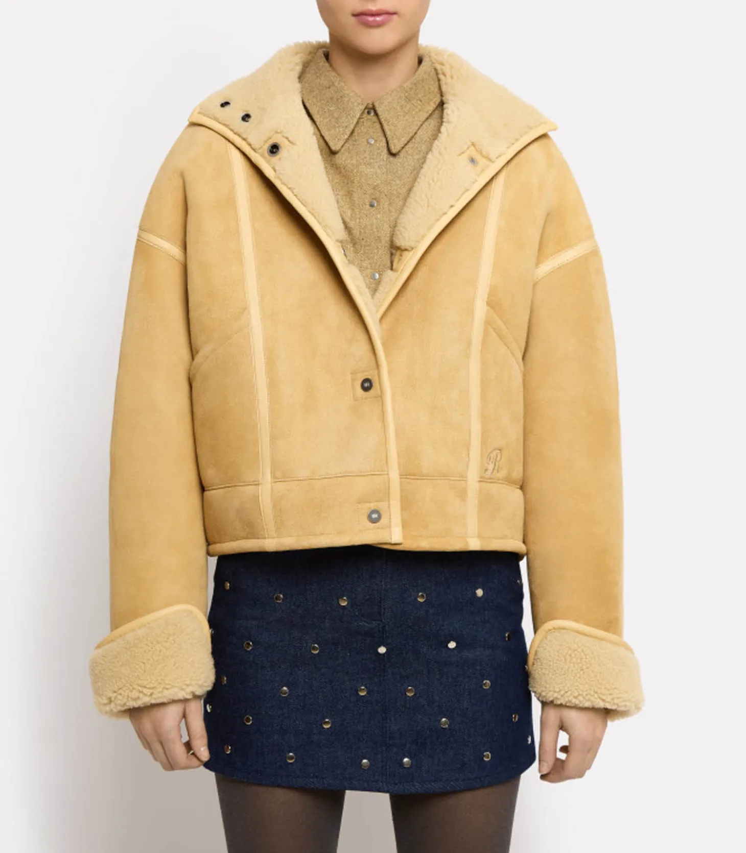 Peau Lainée Réversible Shearling Cuir Chacha Naturel-Roseanna Hot