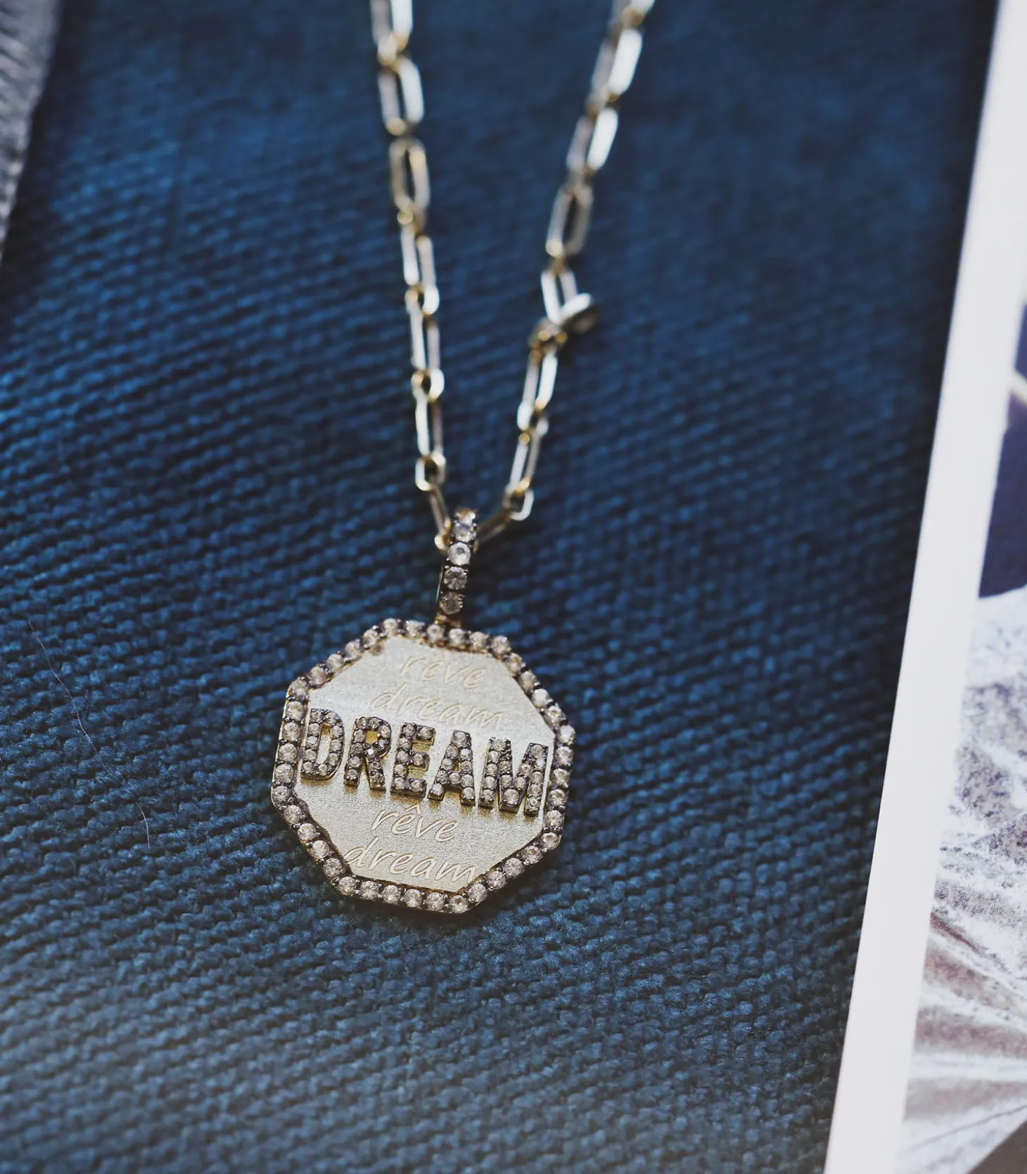 Pendentif Dream Or jaune Saphirs blancs-Feidt Paris New