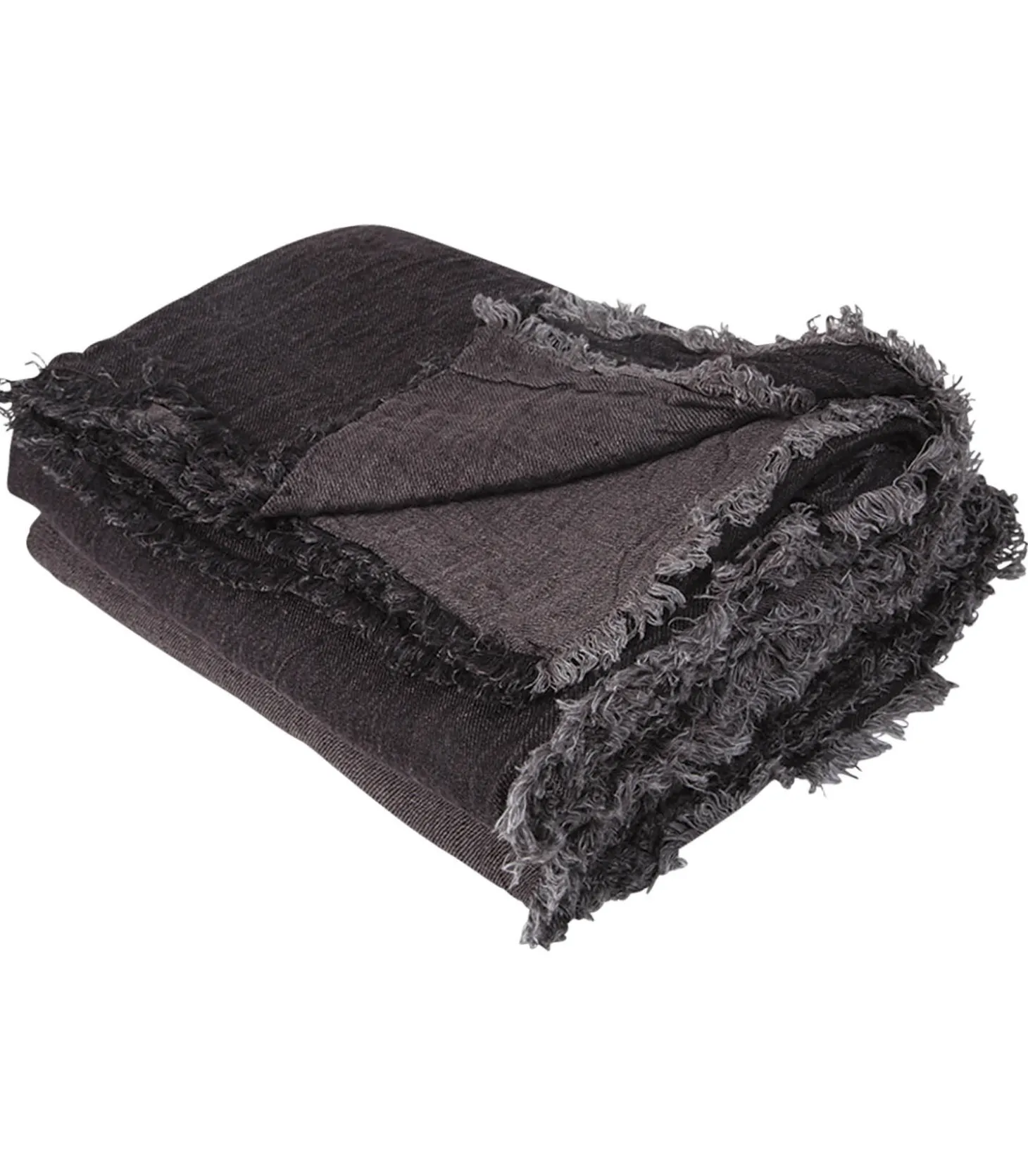 Plaid en Lin Vice Versa Frangé Charbon/Anthracite 140 x 250 cm-Maison de Vacances Cheap