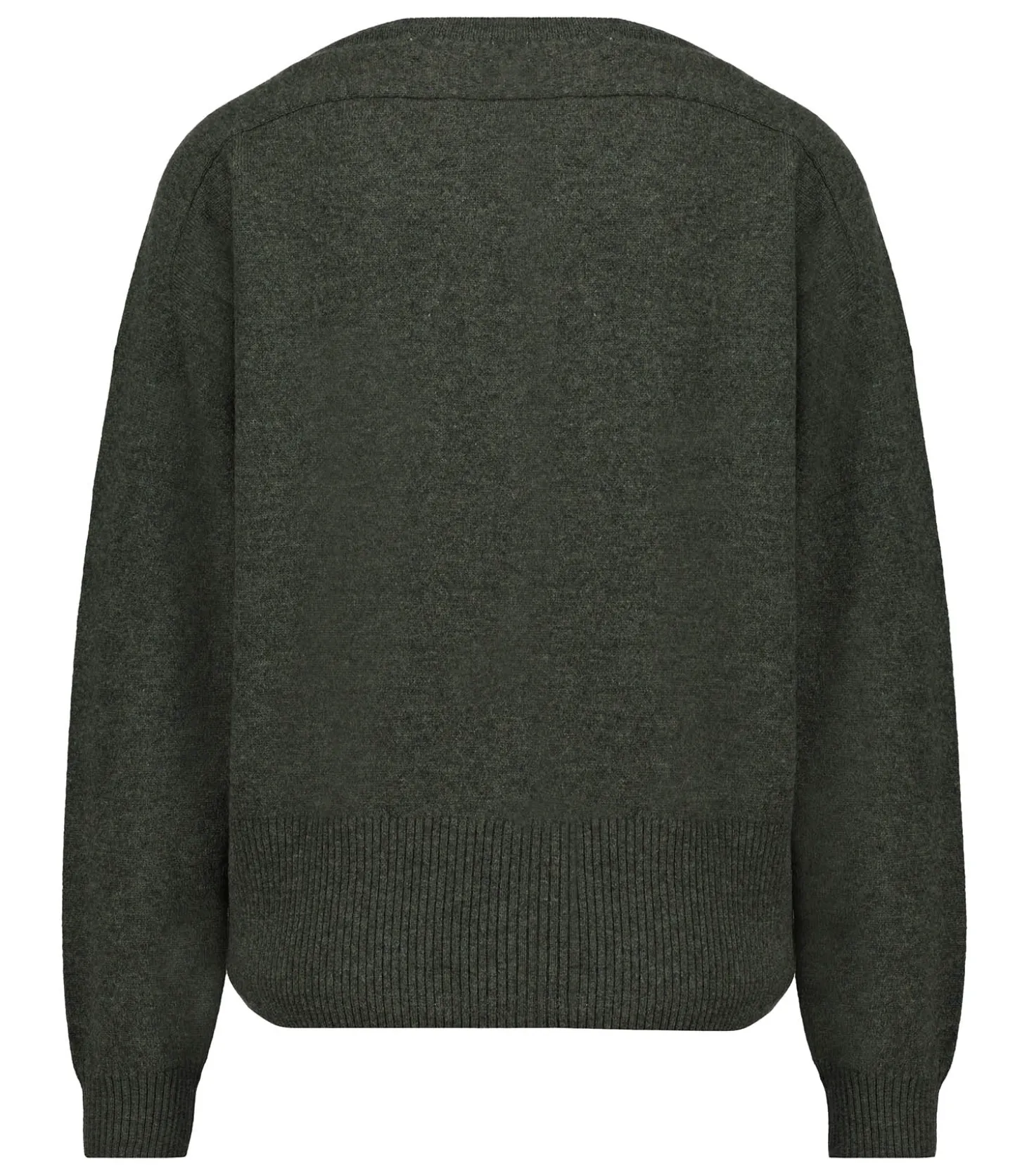 Pull Col V Manches Longues Kaki Chiné-Majestic Filatures Outlet