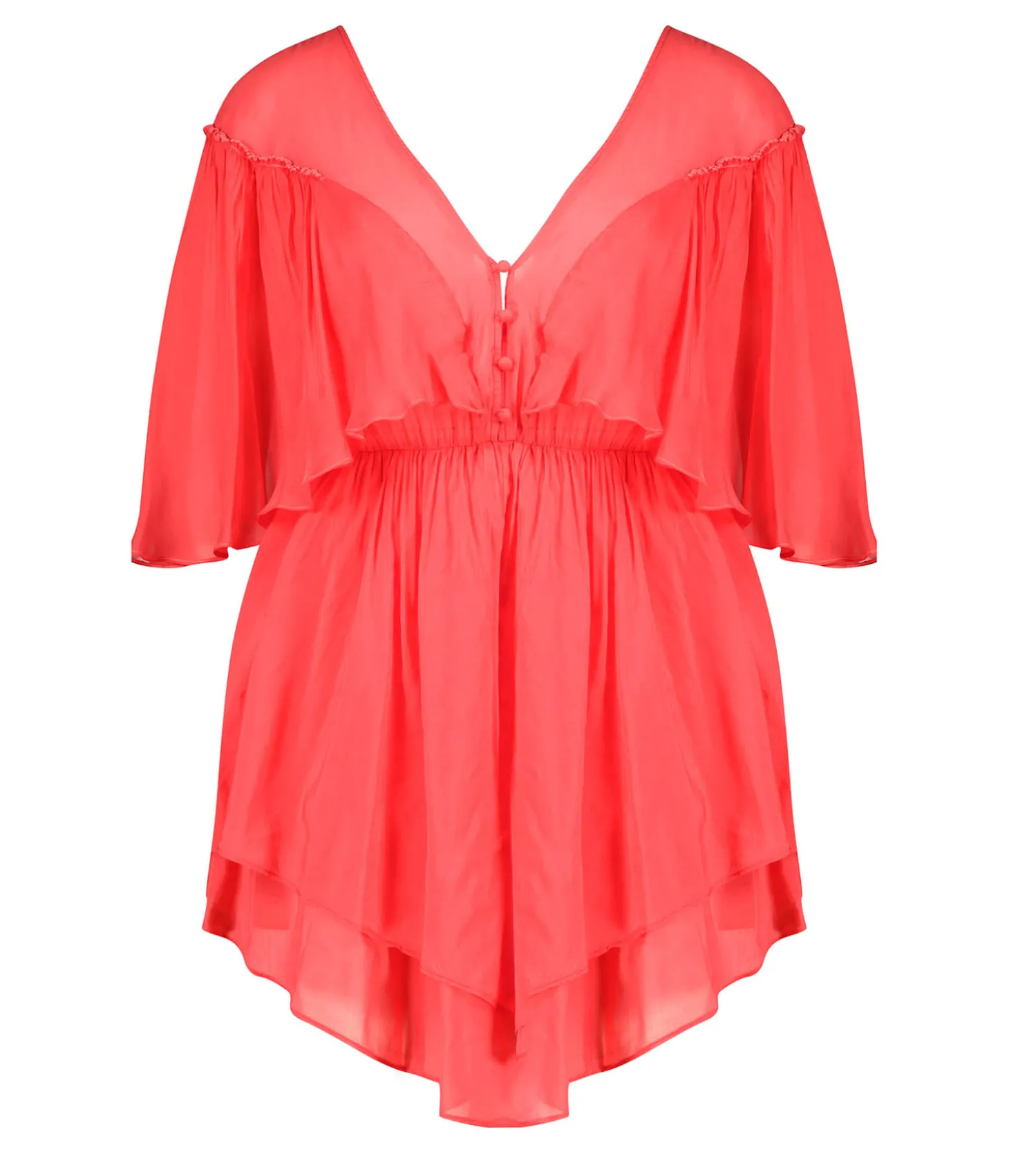 Robe courte en coton et soie Rouge-Forte Forte Fashion