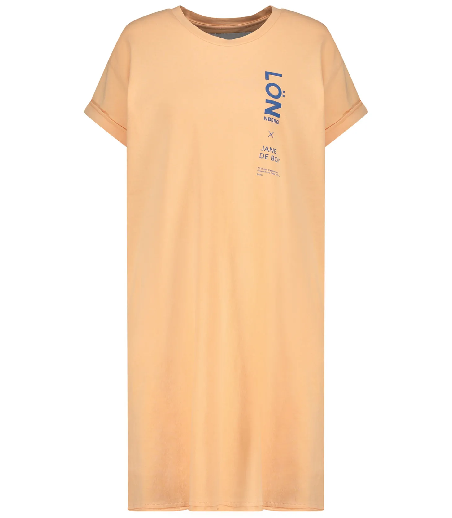 Robe tee-shirt Abby orange x Jane de Boy-Margaux Lonnberg Shop