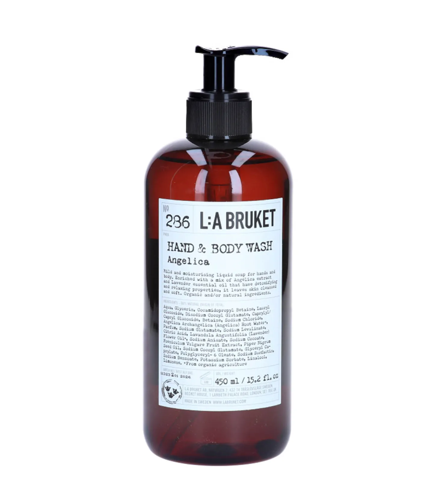 Savon liquide mains et corps n°286 Angélique et Lavande 450 ml-L:a Bruket Best