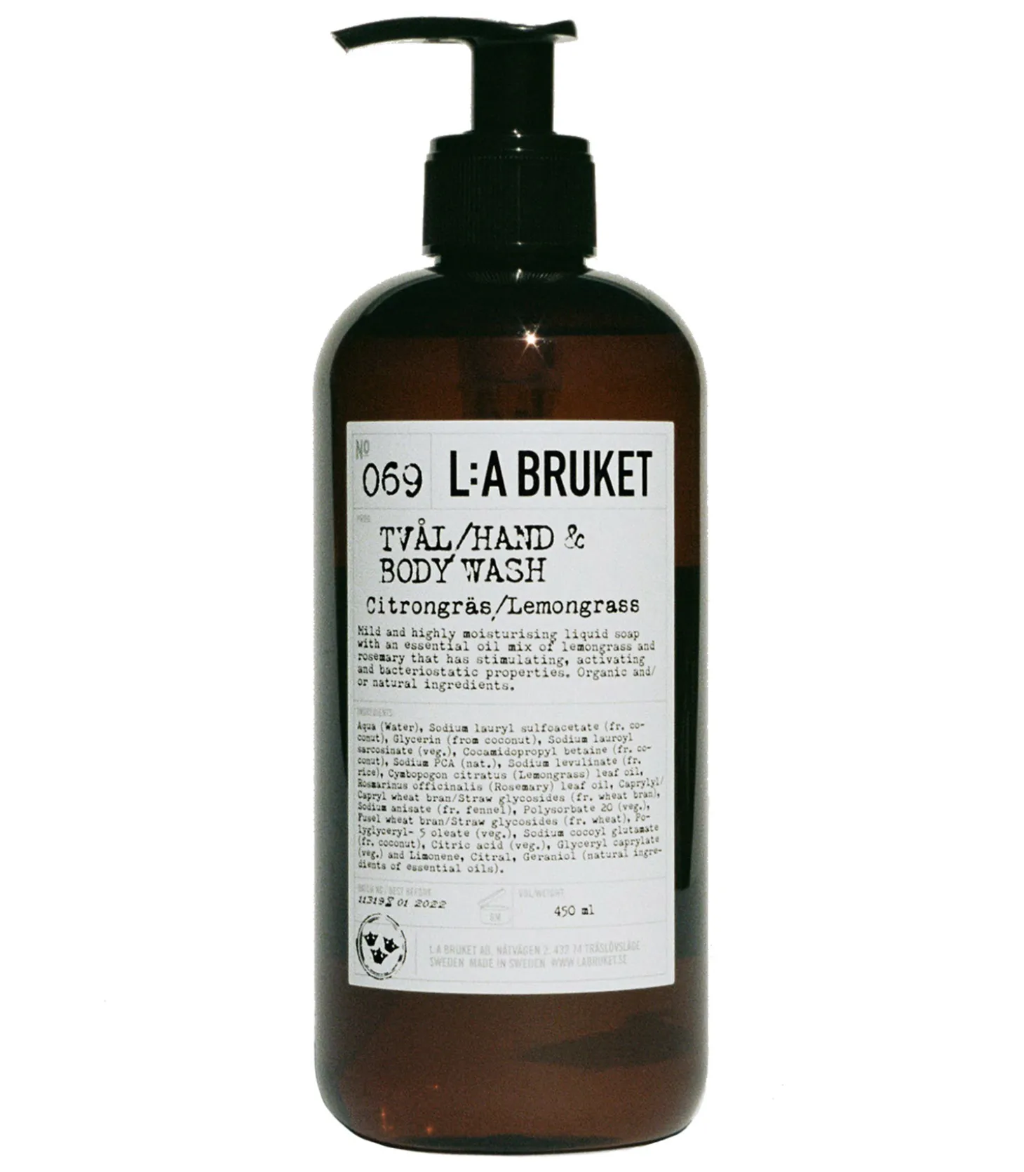 Savon liquide mains et corps n°069 Citronnelle 450 ml-L:a Bruket Best