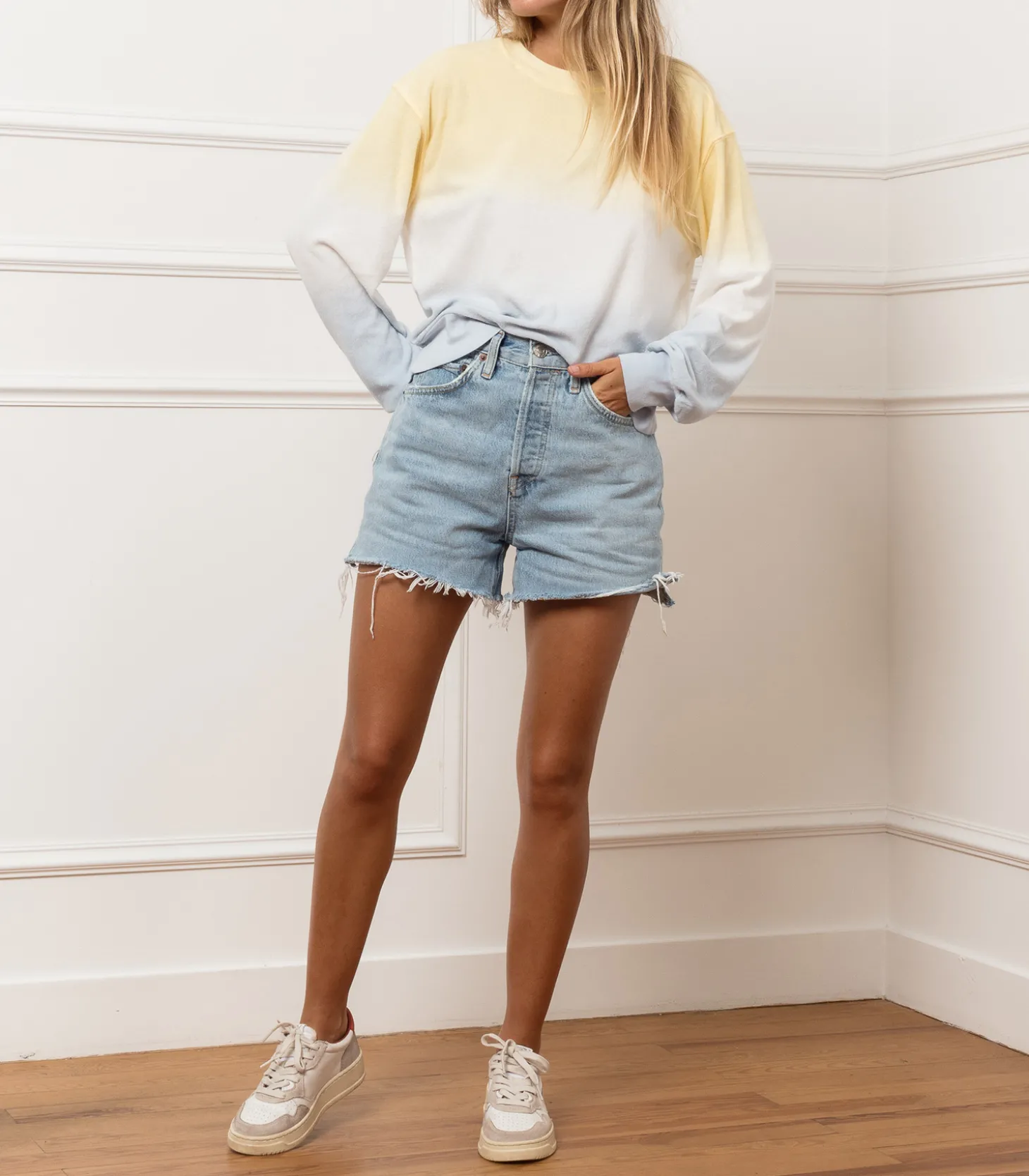 Short en jean Cutoff Faded Vintage Indigo-RE/DONE Cheap