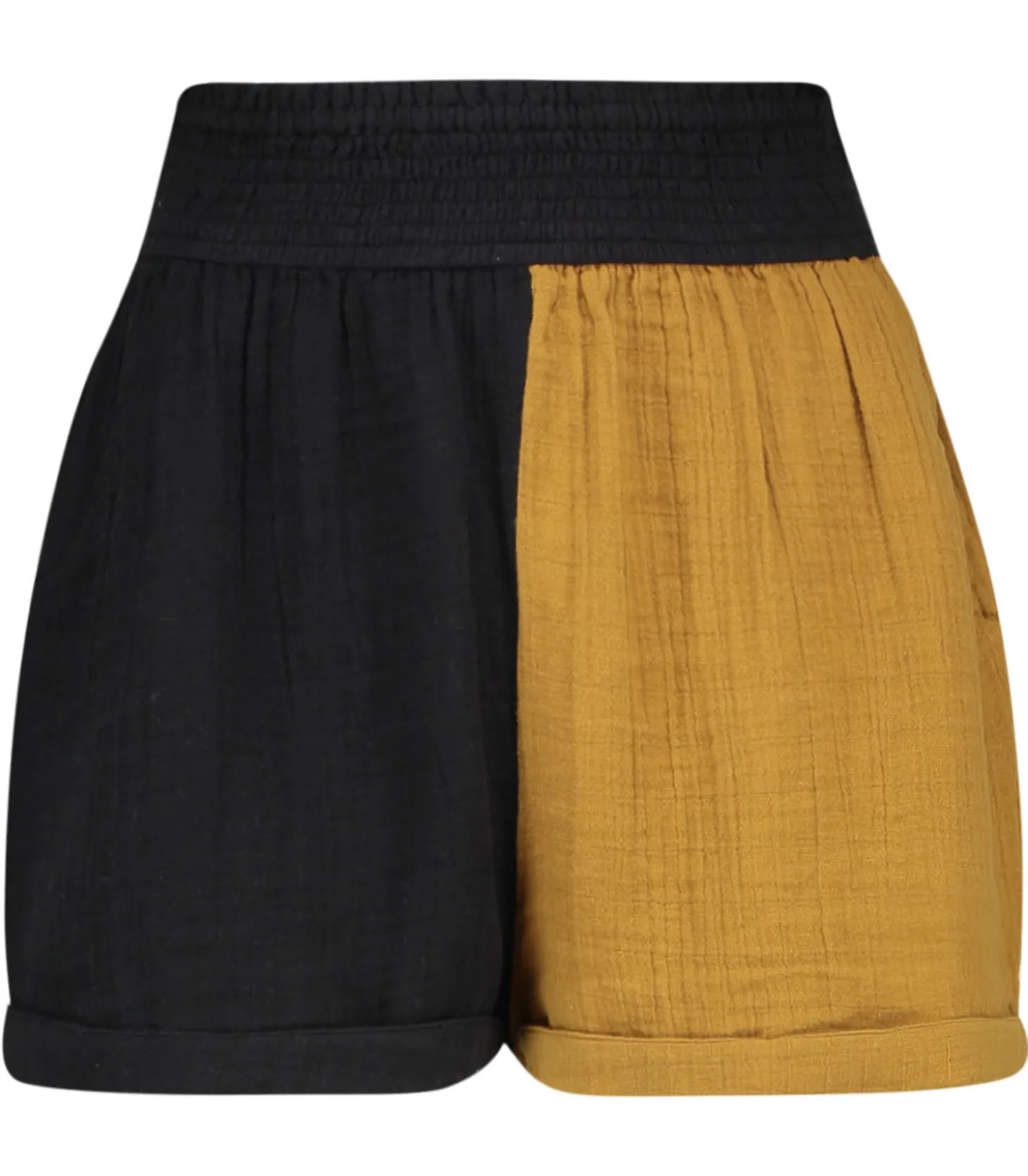 Short paperbag Adrian gaze de coton Black/Masala-Anaak Best