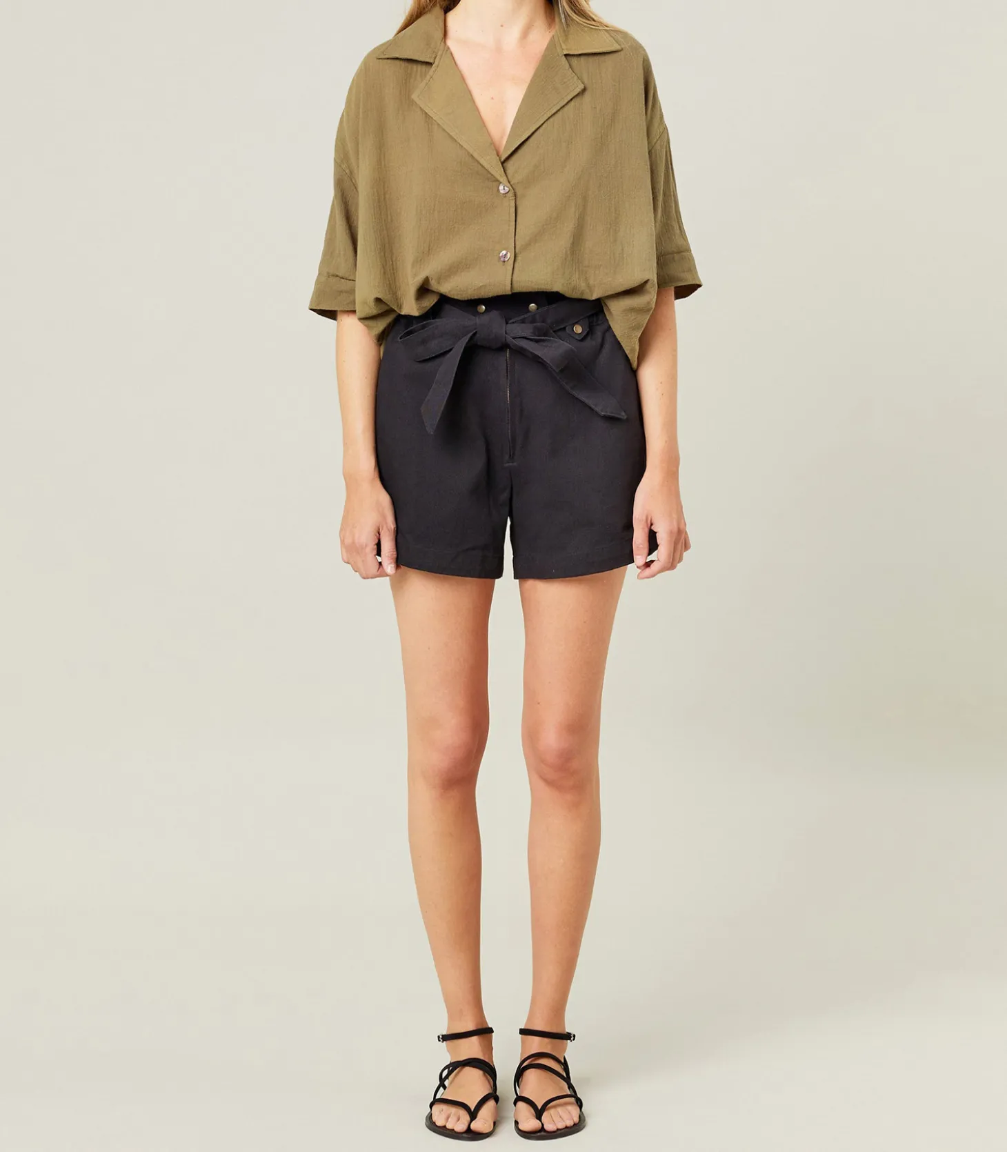 Short Trench Coat Noir-Maison Saint Julien Outlet