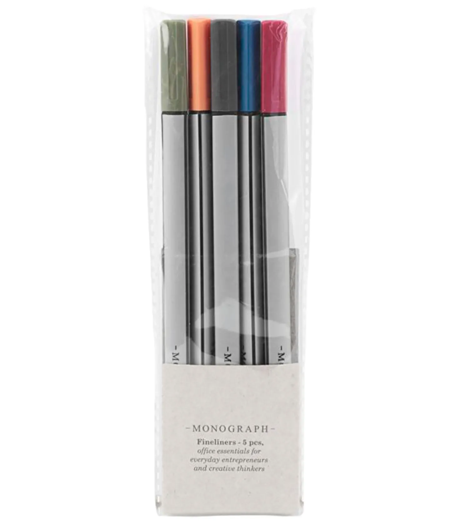 Stylos feutres fins 5 couleurs-Monograph Discount
