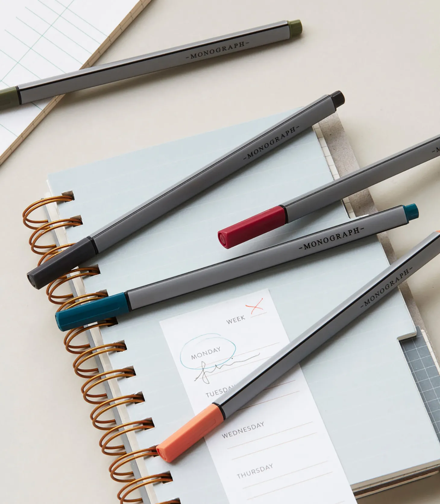 Stylos feutres fins 5 couleurs-Monograph Discount