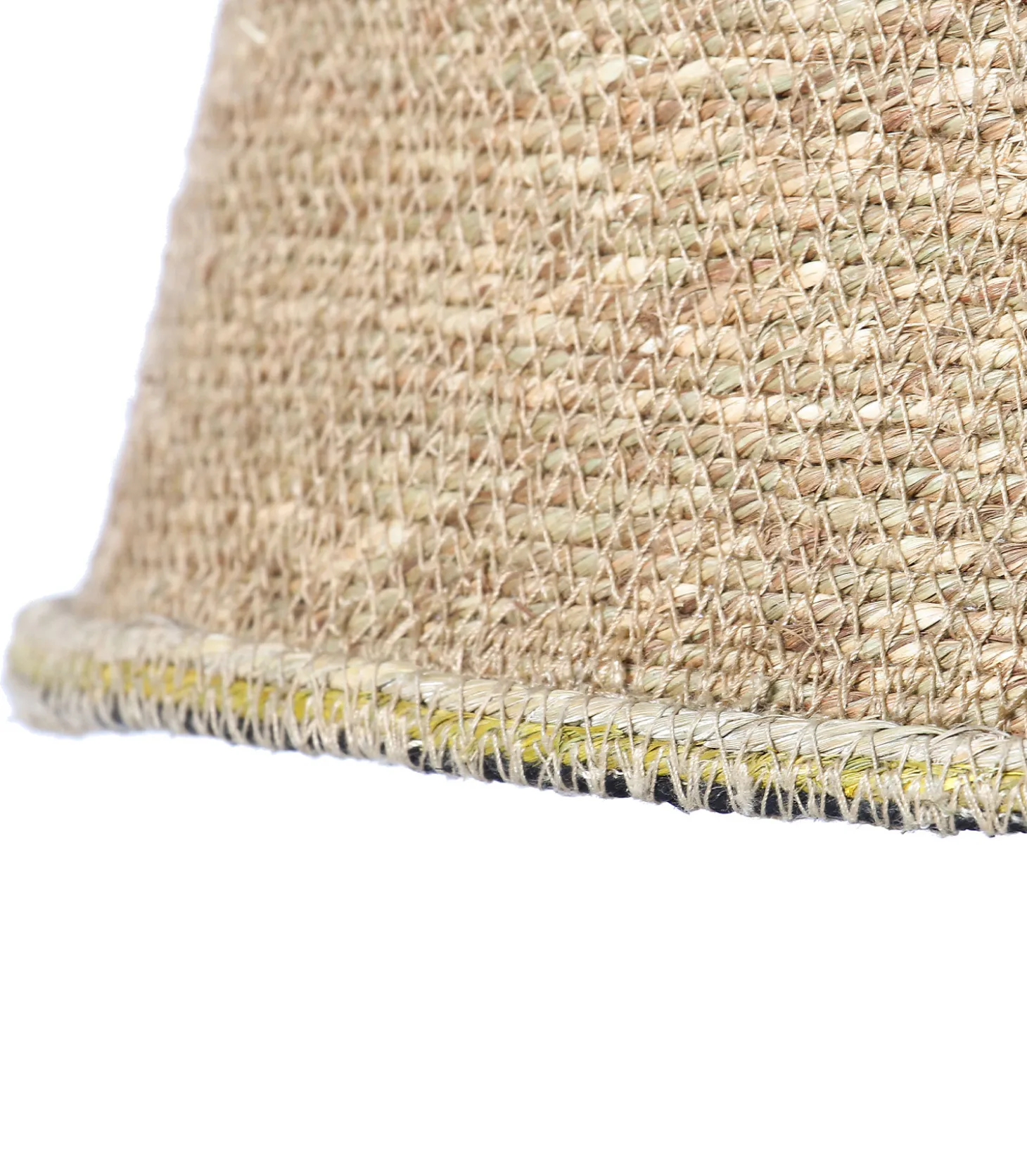 Suspension en jute beige Bohème liseré noir, jaune et kaki-Manufactori Shop