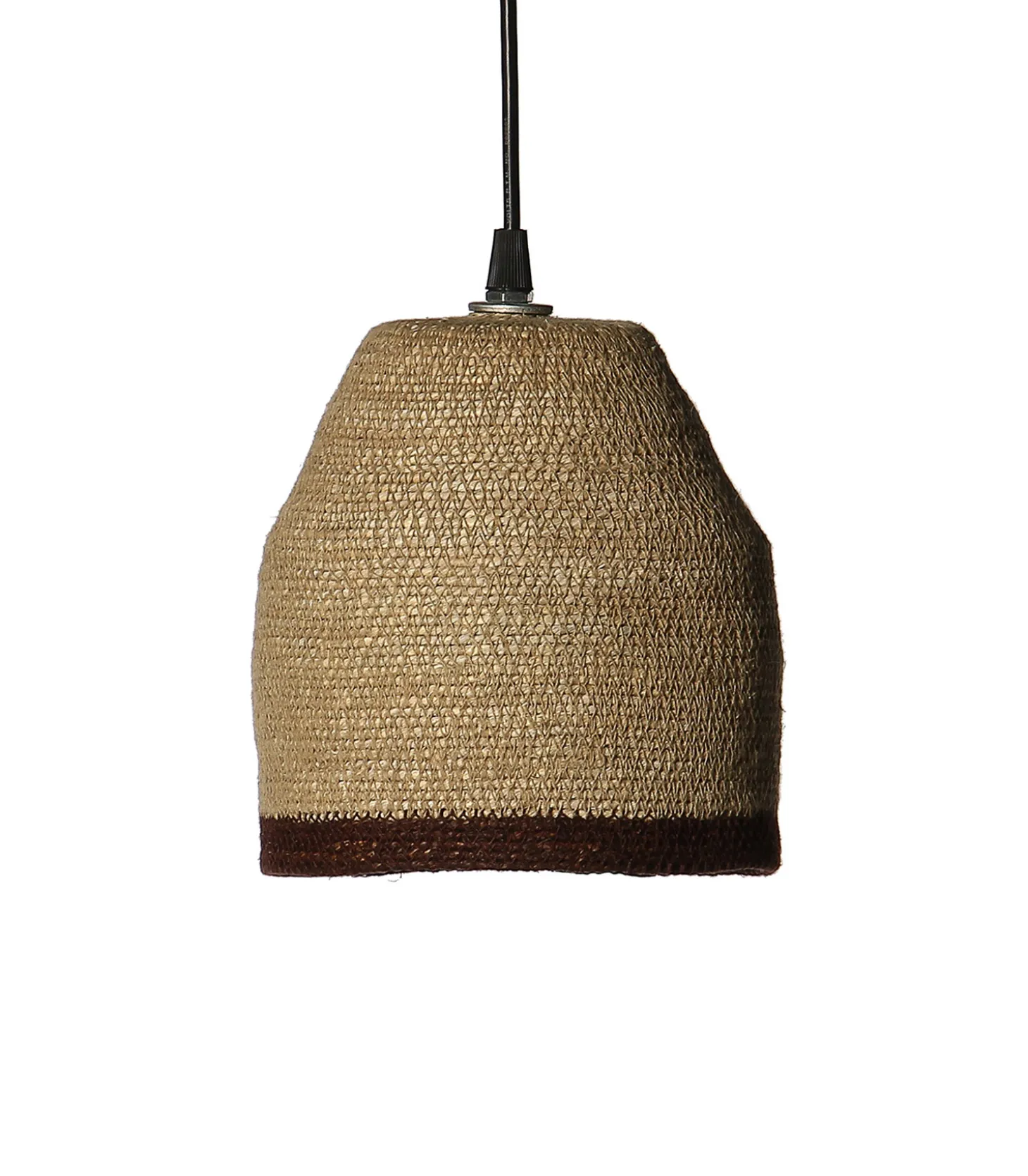Suspension en jute beige Bohème PM liseré marron-Manufactori Shop