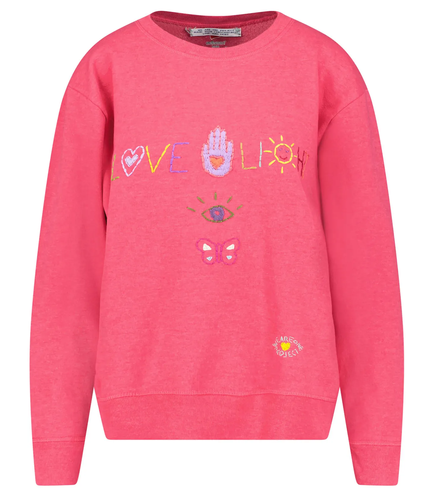 Sweat-shirt Vintage Brodé Love Light Rose-We Are One Project Cheap