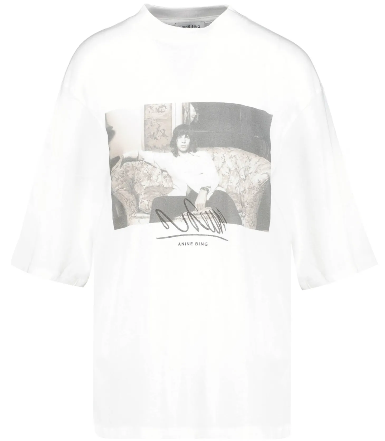 Tee-shirt à manches courtes Avi Mick Jagger Ivoire-Anine Bing Flash Sale