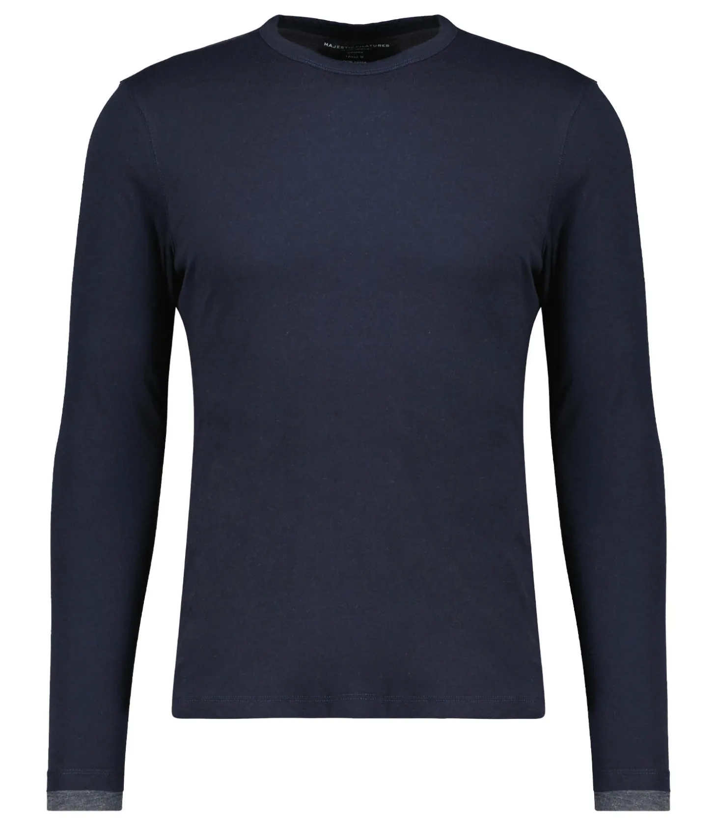 Tee-shirt homme Col Rond Manches Longues Coton Marine-Majestic Filatures Best Sale