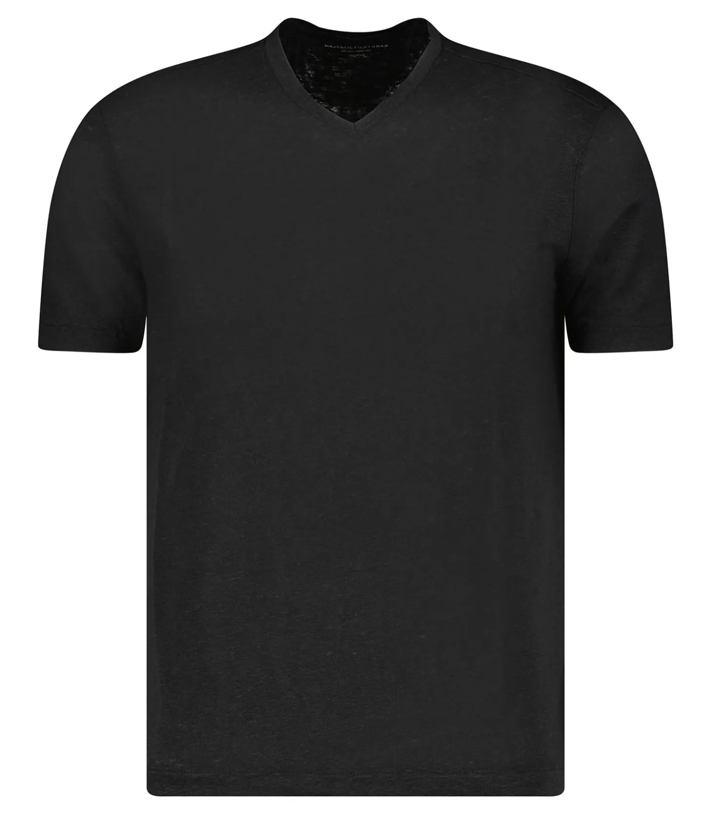 Tee-shirt Homme Col V Manches Courtes Lin Noir-Majestic Filatures Best Sale