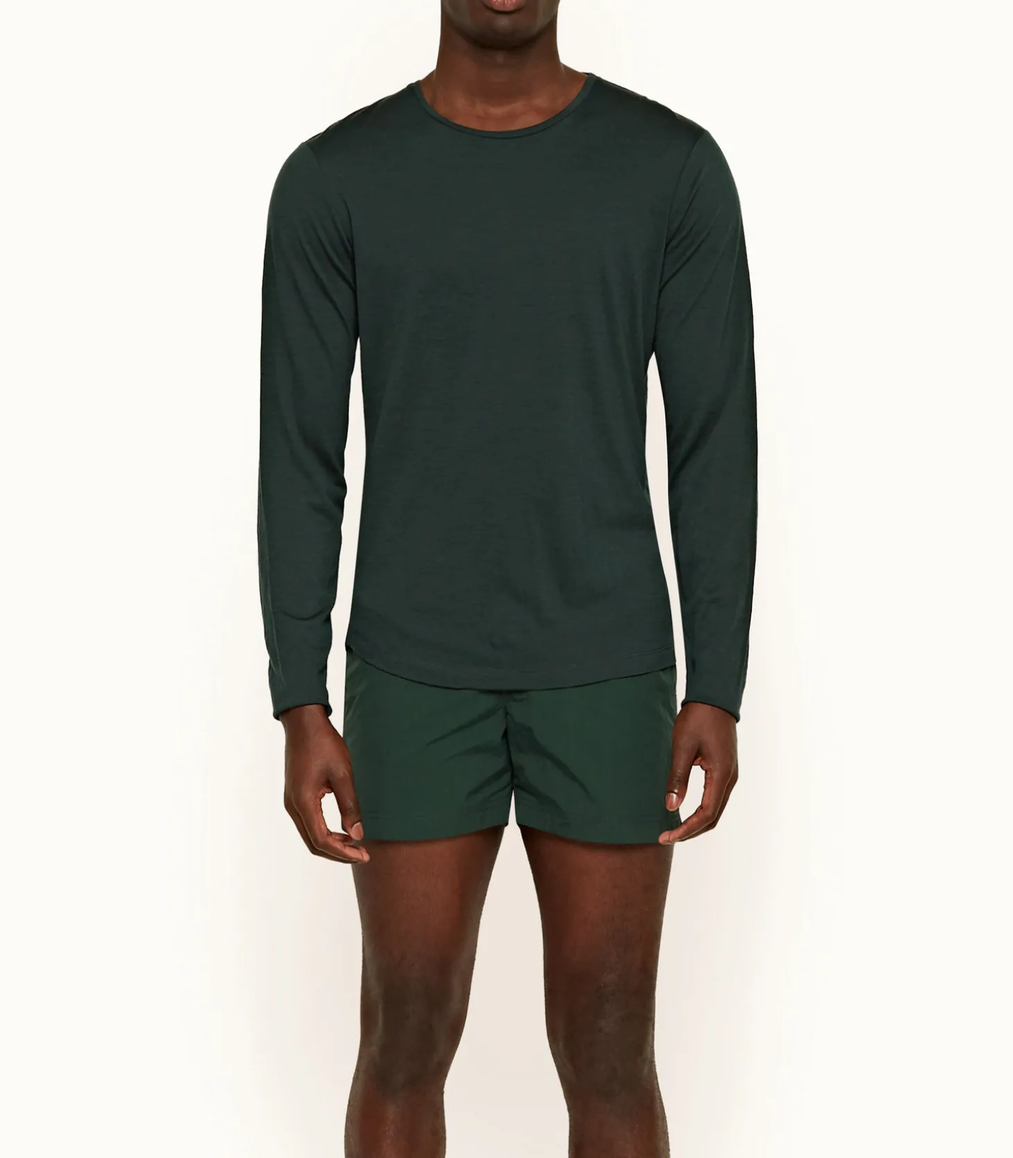 Tee-shirt OB-T LS Merino Racing Green-Orlebar Brown Cheap
